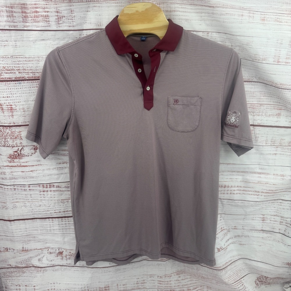 Stitch Golf Polo Shirt Mens XL Burgundy Micro Stripe McConnell Golf Performance